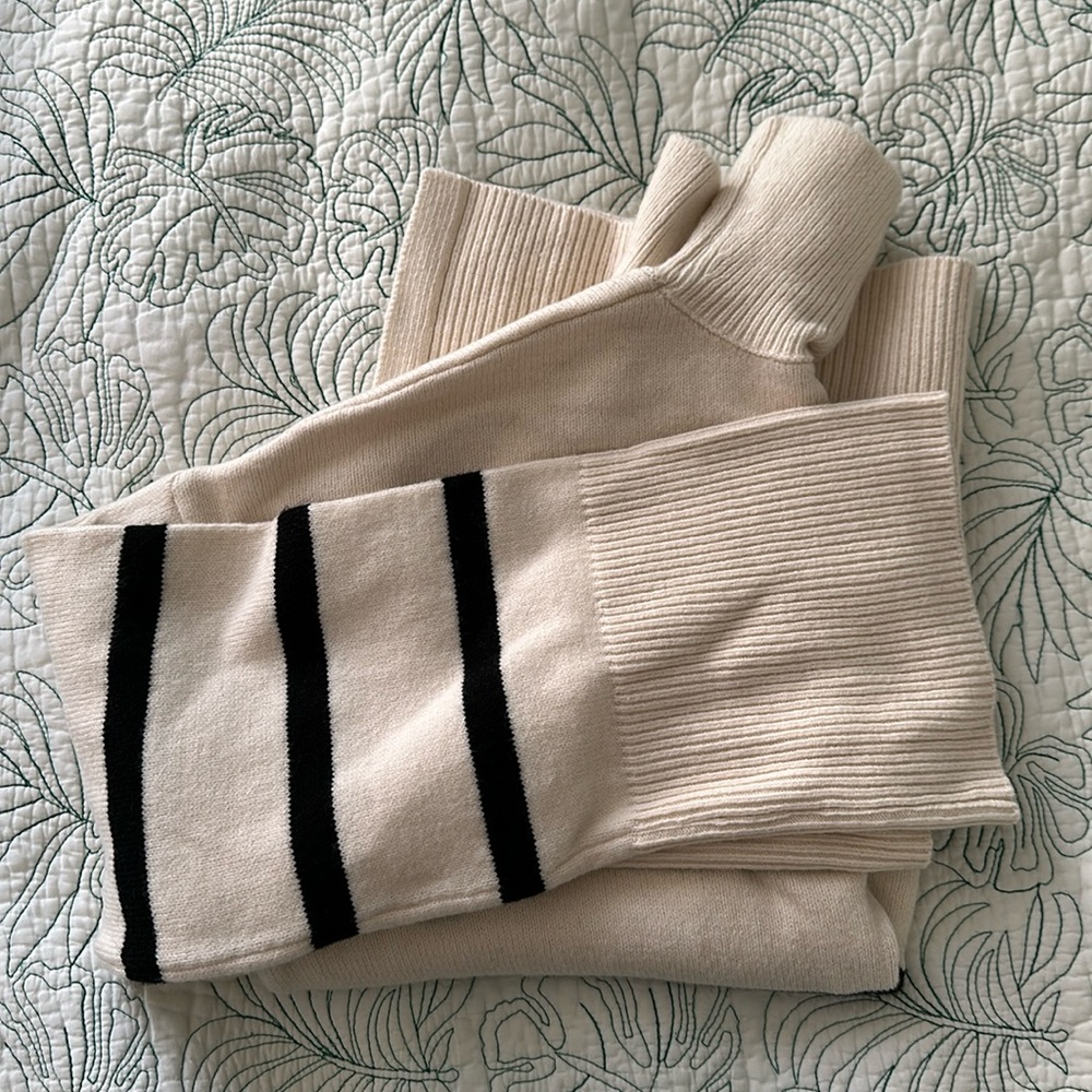 Banana Republic Factory Cream Sweater with Black Stripes